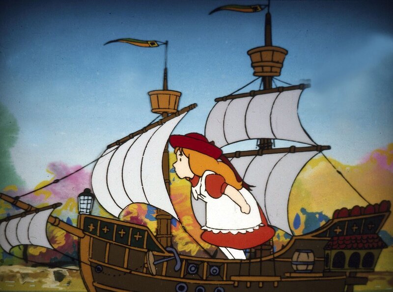Alice löst das Piratenproblem auf ihre Weise. Sie entwendet kurzerhand das Piratenschiff und segelt den Piraten davon. – Bild: ZDF/​Apollo Film