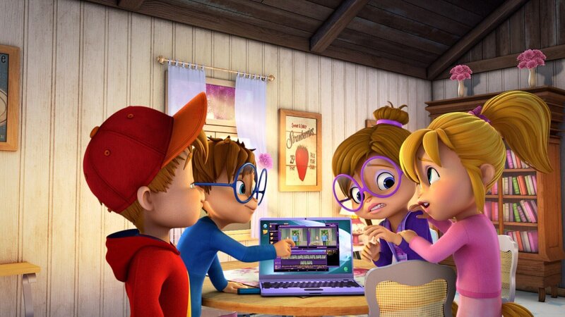 Alvin, Simon, Jeanette und Brittany haben alle eigene Ideen für das große Filmprojekt. – Bild: SUPER RTL