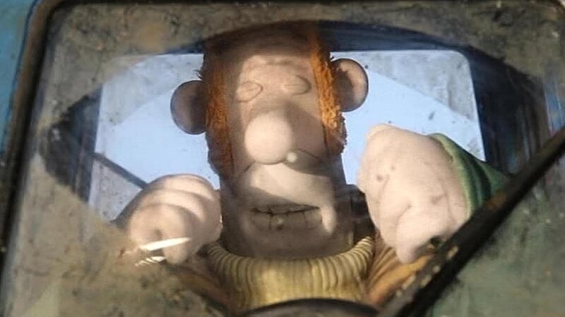 Ohne Brille ist der Farmer blind wie ein Maulwurf. Hoffentlich baut er keinen Unfall. – Bild: WDR/​Aardman Animation Ltd./​BBC