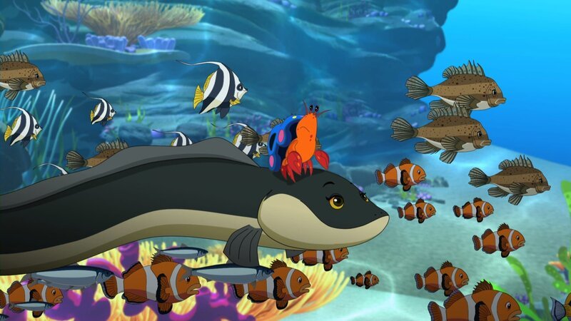 Die Unterwasser-Bewohner fliehen vor einer Schar von giftigen Quallen. – Bild: ZDF/​Les Cartooneurs Associés