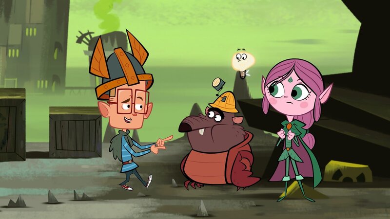 Marcus (l.) und sein Team: Ratrick, der Rattenkrebs (M.), Glühbirnchen Lumi (oberhalb) und Elfe Ephi (r.)© ZDF/​Mondo TV France – Honorarfreie Verwendung gemäß AGB im redaktionellen Zusammenhang mit genannter Sendung bei Nennung „Bild: ZDF/​Mondo TV France“. Andere Verwendung nur nach Absprache. KiKA Marketing & Kommunikation Tel.: 0361/​218⁠–⁠1826 Mail: bildredaktion@kika.de – Bild: „ …