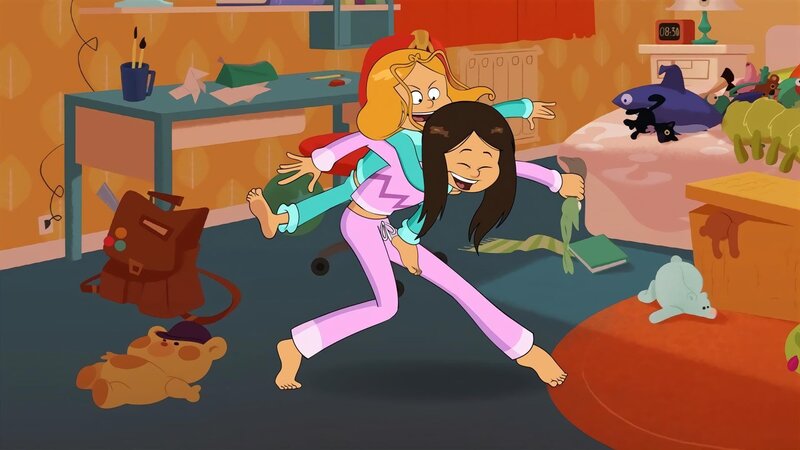 Marine und Wendy genießen eine Runde Wrestling gleich am frühen Morgen. – Bild: NDR/​Bamboo Production/​Samka Productions