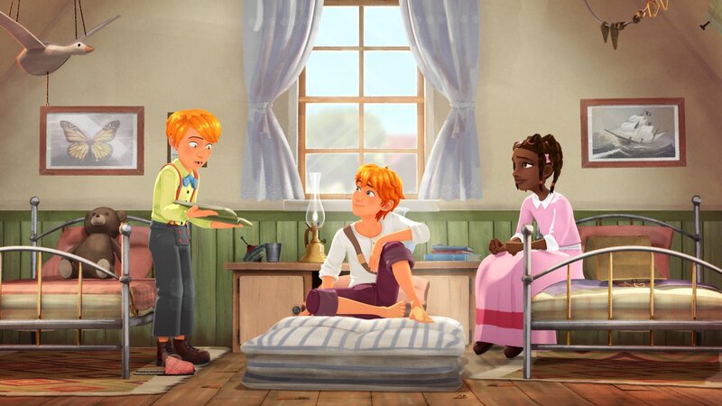 Tom und Sid bieten Jenny an erst einmal bei ihnen unterzukommen. – Bild: HR/​2019 Cyber Group