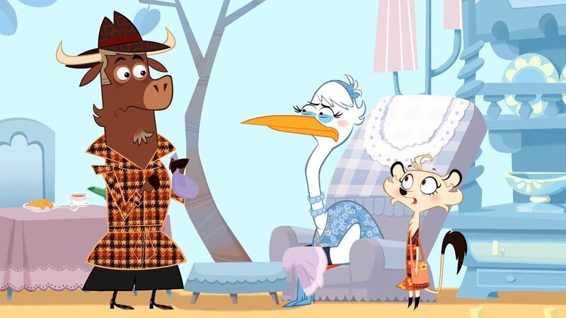Sherlock Yack und Hermione ermitteln bei Frau Strauß. – Bild: ZDF/​Mondo TV
