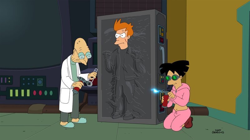 L-R: Hubert J. Farnsworth, Fry und Amy Wong – Bild: Paramount