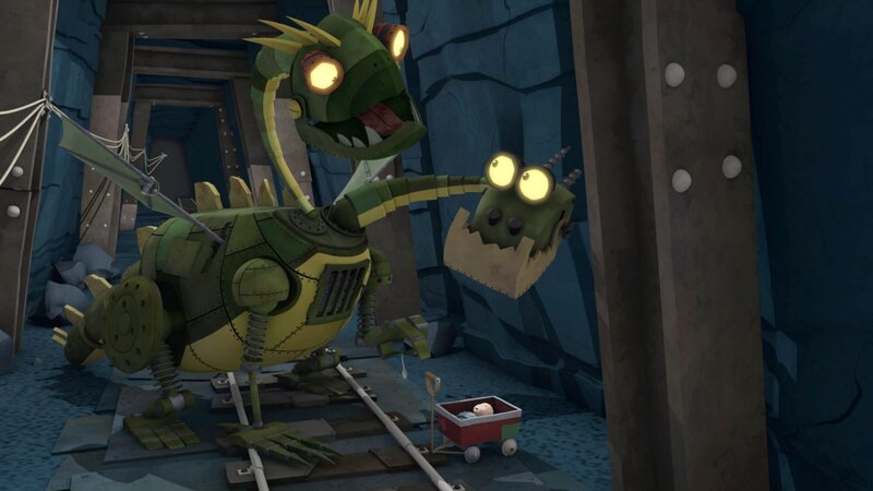 Die Wiege mit dem kleinen Baby ist zufällig bei den Feuerzangenbrüdern gelandet. – Bild: ZDF/​Caligari