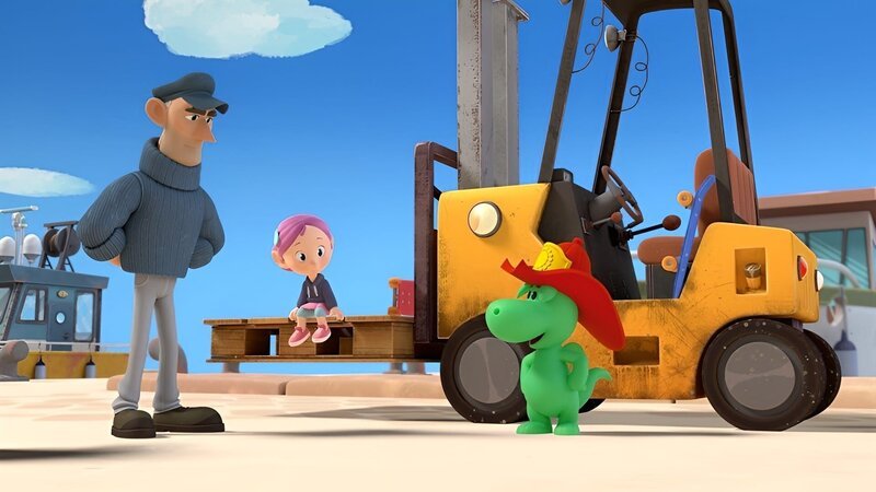 Grisu und Stella haben alle Kisten verladen – Kapitän Oliver kann in See stechen. – Bild: ZDF/​2023 MONDO TV Group/​Pagot/​Calidra/​T2T/​ZDFS
