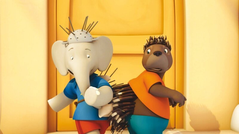 Badou und Munroe hängen mit ihren Stacheln aneinander fest. – Bild: KI.KA/​Nelvana Limited
