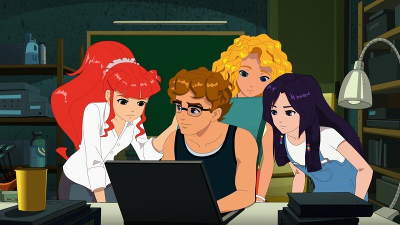 Rikki, Emma und Cleo beraten sich mit Lewis. – Bild: ZDF/​Les Cartooneurs Associés