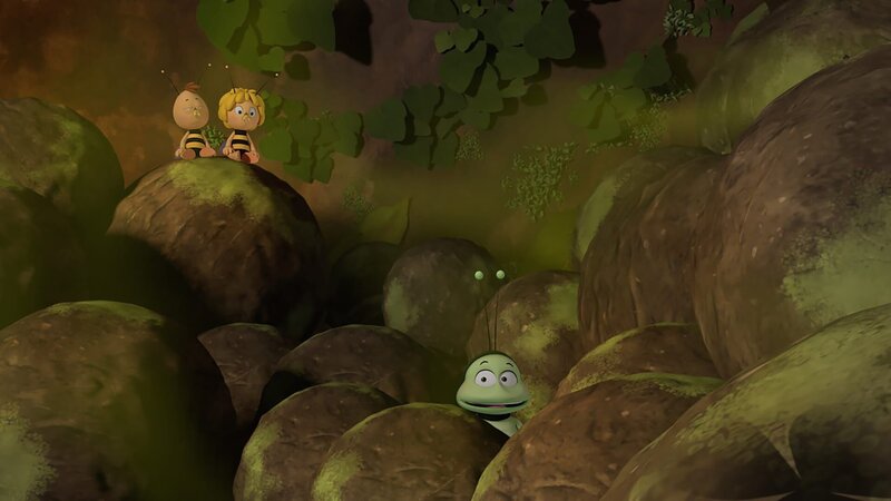 Maja und Willi in Bens Geheimversteck. – Bild: ZDF/​Studio100 Animation