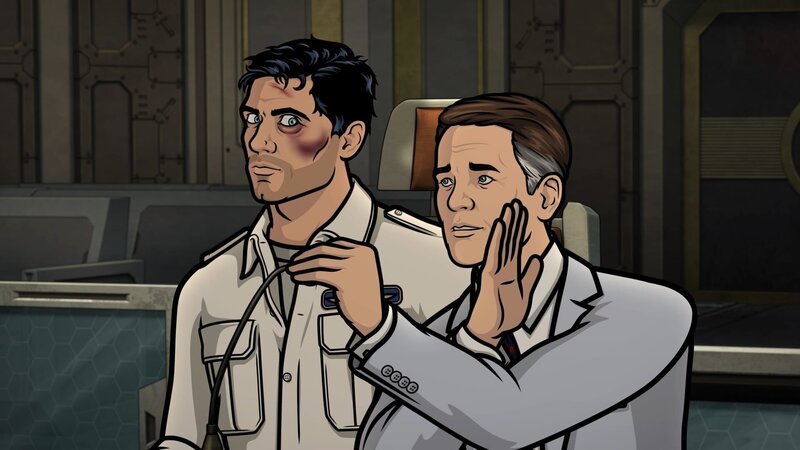 ARCHER: 1999 -- „Robert De Niro“ -- Season 10, Episode 9 (Airs Wednesday, July 31, 10:00 p.m. e/​p) Pictured (l-r): Sterling Archer (voice of H. Jon Benjamin), Michael Gray (voice of Michael Gray). – Bild: movistar