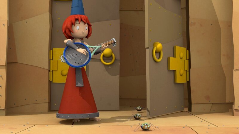 Burgfräulein Bö versucht es mit Hausmusik. Wen will sie damit hervorlocken? – Bild: Caligari