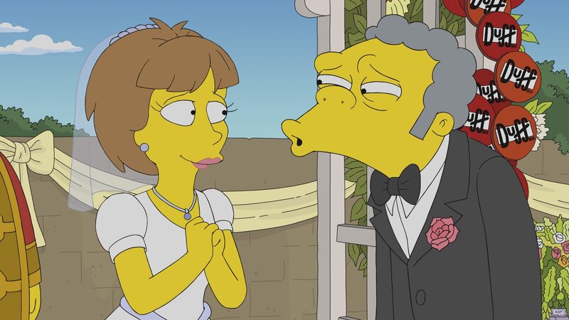 „Die Simpsons“, „Keine Frau für Moe.“ Bart möchte sich nach einem missglückten Telefonstreich an Moe rächen. Er bestellt dem Barkeeper eine russische Frau im Darknet. Als Anastasia ankommt, kann Moe seine Augen nicht von ihr lassen. Außerdem bringt sie seine ganze Bar auf Vordermann und beschert ihm neue Kundschaft. Doch kurz bevor es ernst wird, bekommt Moe kalte Füße. Er trennt sich von Anastasia. Wenig später bereut er diese Entscheidung und möchte sie zurückerobern. – Bild: Fox and its related entities