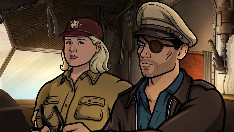 ARCHER: Danger Island -- „Different Modes of Preparing the Fruit“ -- Season 9, Episode 3 (Airs Wednesday, May 9, 10:00 p.m. e/​p) Pictured (l-r): Pam Poovey (voice of Amber Nash), Sterling Archer (voice of H. Jon Benjamin). – Bild: FX Networks