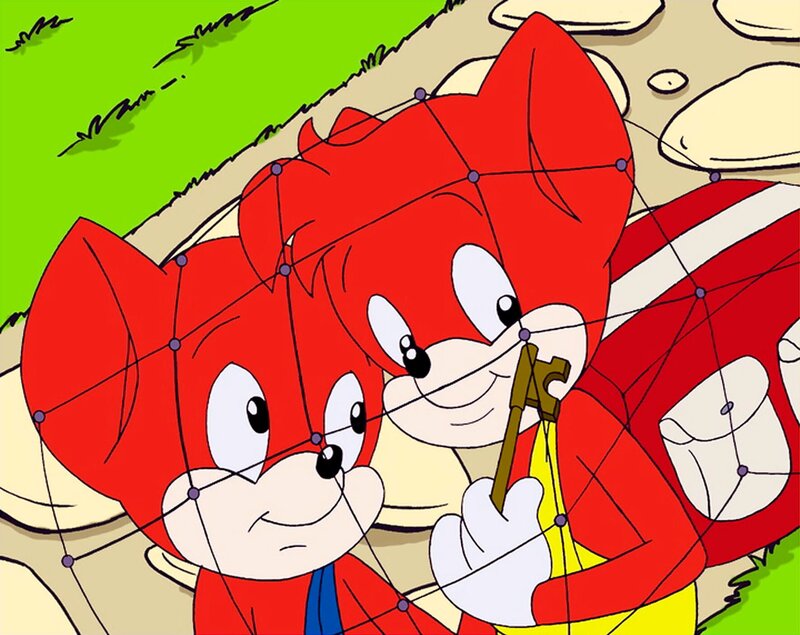 Episode: Mülltonne mit Hut – Fix und Foxi stehen vor der schwierigen Aufgabe, in das Haus von Onkel Fax zu gelangen, um dort ihre Fußballsachen zu holen. Professor Knox hat nämlich eine neue Alarmanlage installiert, die nicht einmal mehr die Bewohner ins Haus lässt. – Bild: Rolf Kauka/​Lizenz RTV AG/​WDR