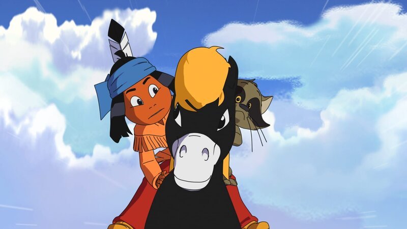 Yakari, Waschbär Schwarze Maske und Pony Kleiner Donner – Bild: WDR/​Ellipsanime Productions/​Belvision/​Les Cartooneurs Associés/​2 Minute