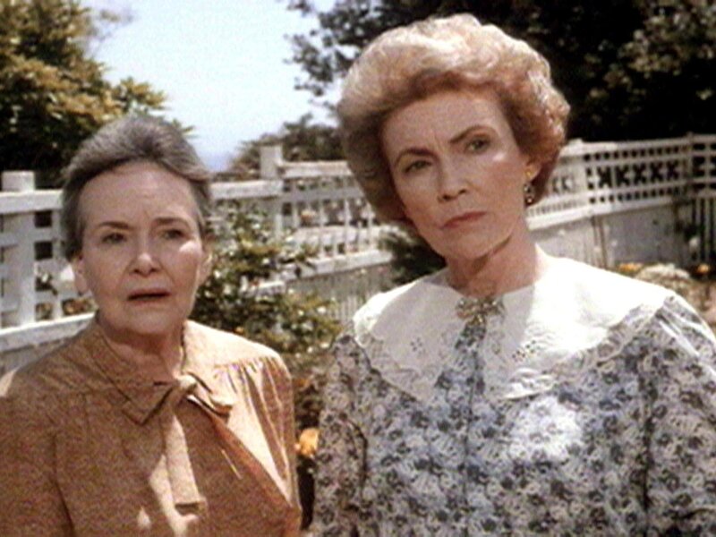 Die beiden lebenslustigen Schwestern Appletree (Teresa Wright und Joan Leslie) werden des Mordes verdächtigt. – Bild: Warner TV Serie