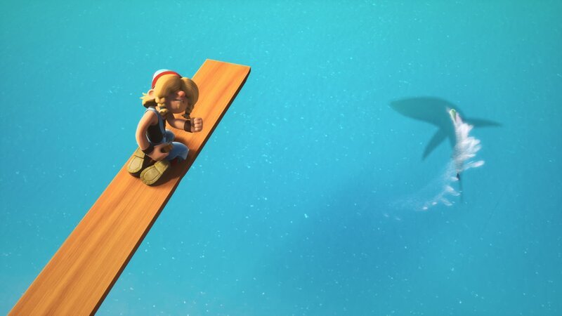 Wer von der Galeone der Pirate Academy ins Meer stürzt, sollte zusehen, dass er schnellstens wieder aus dem Wasser kommt. – Bild: ZDF