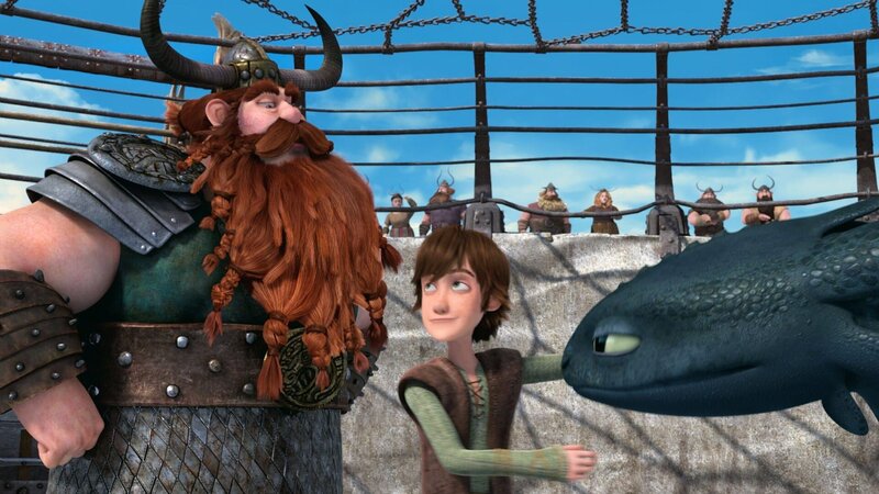 Hicks will seinem Vater Haudrauf beweisen, dass Ohnezahn ein guter Drache ist. – Bild: DreamWorks Animation