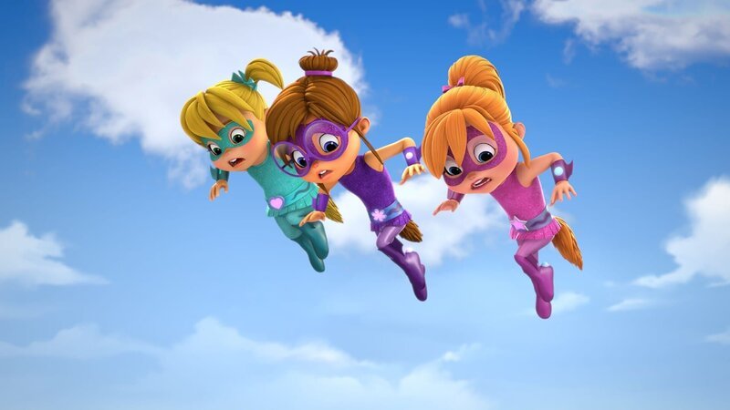 (V.l.) Eleanor, Jeanette und Brittany als Superheldinnen. – Bild: TM & © Bagdasarian Productions,