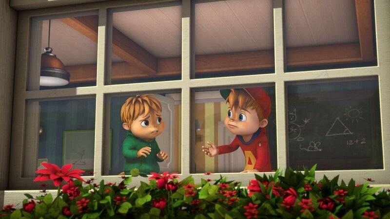 Alvin (r.) rät seinem Bruder Theodore wegzulaufen und sich zu verstecken. Ob dieser Rat gut ist? +++ – Bild: SUPER RTL /​ Ab die Post
