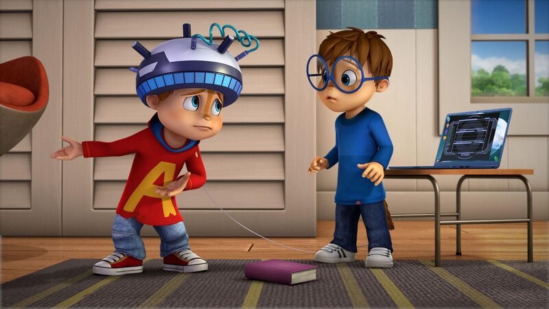 Alvin (l.) und Simon versuchen, Alvins schulische Leistungen zu retten. Ob es ihnen gelingen wird? +++ – Bild: TM & © Bagdasarian Productions, LLC. /​ Alle für einen
