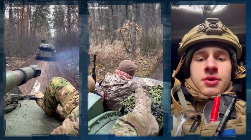 Der ukrainische Soldat Miroslav Velgan berichtet auf der Social Media-Plattform TikTok von der Front. – Bild: HR/WDR/Miroslav Velgan Der ukrainische Soldat Miroslav Velgan berichtet auf der Social Media-Plattform TikTok von der Front. – Bild: HR/WDR/Miroslav Velgan