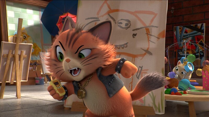 Kater Boss will die Kreativität der Buffycats nicht wahrhaben. Er hält sich für den größten Künstler und will das beim großen Kunstwettbewerb allen beweisen! – Bild: SUPER RTL /​ Die Kunst des Monsieur LaPalette