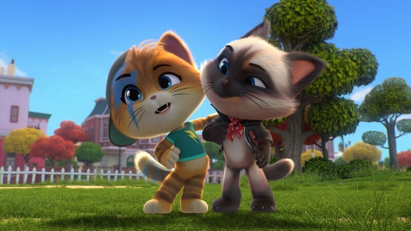 Die Katzen wollen Oma Pinas Dachboden aufräumen. Und wer eignet sich besser dazu, schwere Dinge wegzuräumen, als der stärkste Kater der Welt? – Bild: SUPER RTL /​ Einsatz auf dem Dachboden