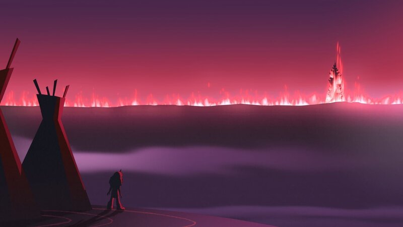 Der riesige Baum Feuerriese stand einst in Flammen. – Bild: WDR/​Ellipsanime Productions/​Belvision/​Les Cartooneurs Associés/​2 Minute