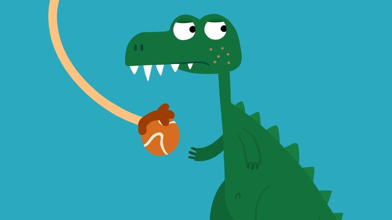 Der Affe klaut dem Tiger den Ball. – Bild: KiKA/​SWR/​/​Julia Ocker