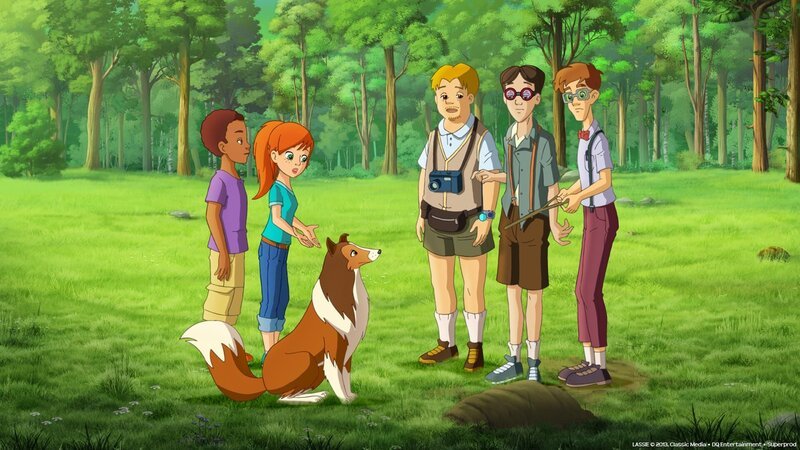 Die Touristen wollen unbedingt das Seeungeheuer sehen und ignorieren die Bitte von Harvey und Zoe, nicht über die Wiese zu laufen. – Bild: ZDF/​Classic Media/​DC Entertainment/​Superprod