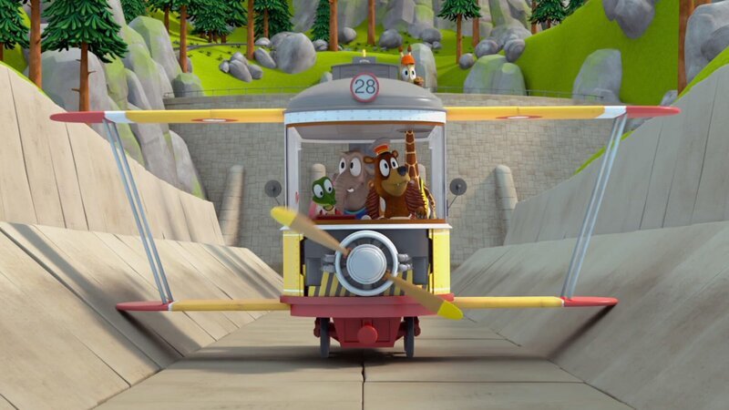 Dank des Flugmodus ihrer Bahn kommen die Tiere noch rechtzeitig in den Zoo. – Bild: ZDF/​Gaumont Animation/​PP Animation III Inc.