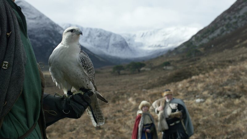 Der weiße Gerfalke ist Gudruns Geburtstagsgeschenk. – Bild: WDR/​Maramedia/​BBC/​CBeebies