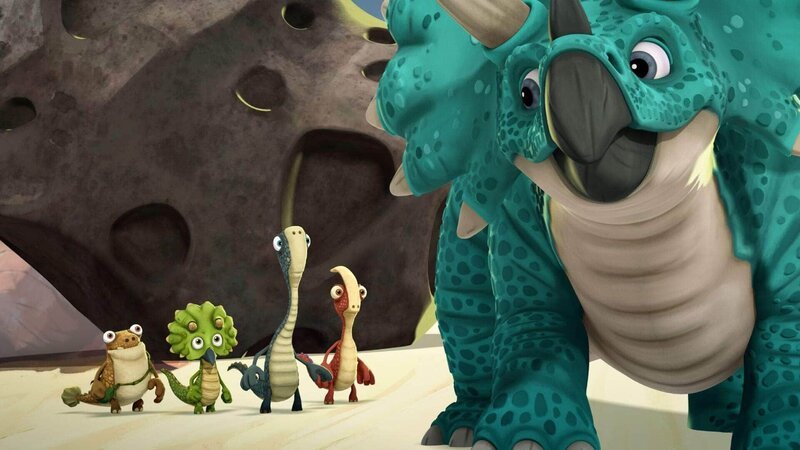 Hat Giganto wirklich den See verwüstet? Die Dino-Freunde wollen das nicht wahrhaben! – Bild: TOGGO plus
