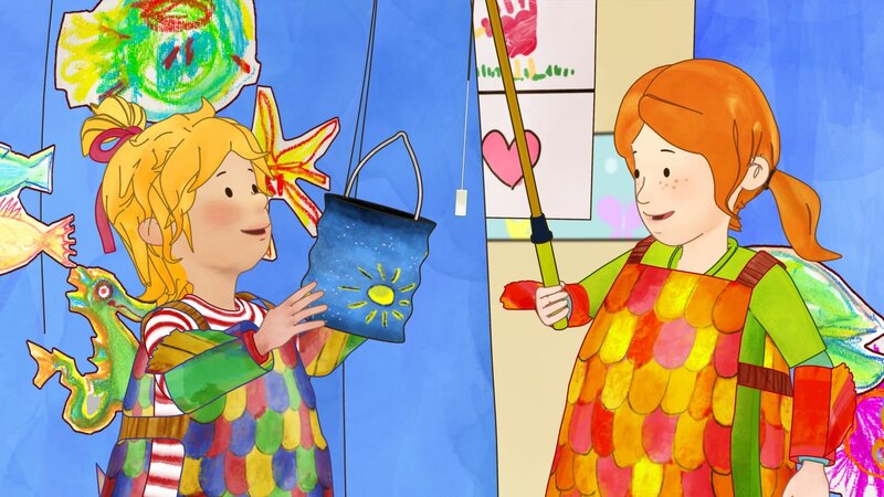 Conni ist ein Regenbogenfisch und Anna ein Laternenfisch. – Bild: ZDF/​Henning Windelband/​Youngfilms GmbH