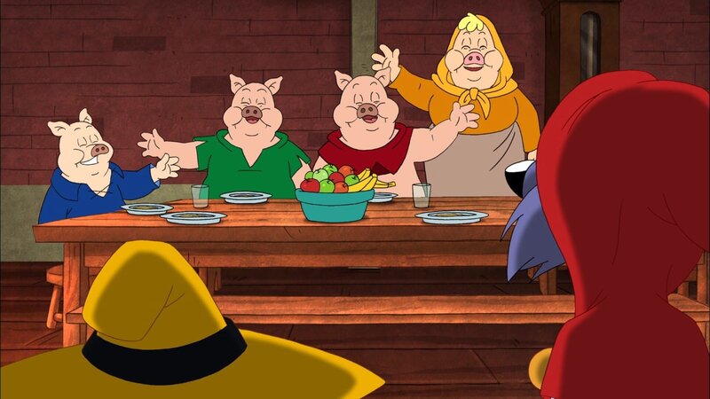 Die drei kleinen Schweinchen zu Hause bei ihrer Mutter. – Bild: NDR/​Greenlight Media AG