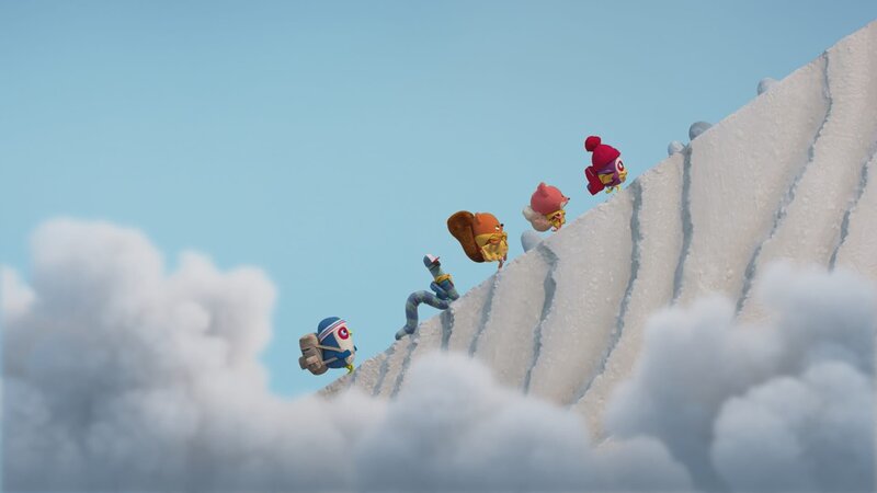 Beccas Bande besteigt mit Papsie auf einer Bergtour den Spitzen Gipfel. – Bild: NDR/​JAM Media