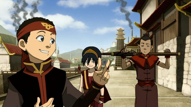 L-R: Aang, Toph, Sokka – Bild: Nicktoons UK L-R: Aang, Toph, Sokka – Bild: Nicktoons UK