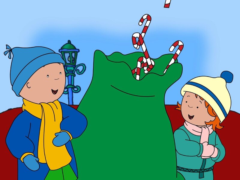 Caillou (li.) und Rosie wurden vom Weihnachtsmann reich beschenkt. – Bild: SUPER RTL