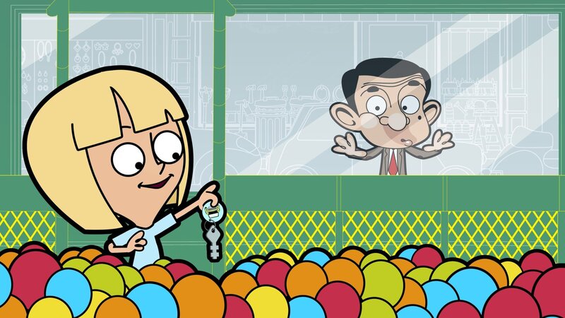 Mr. Bean beobachtet, wie eines der Kinder seinen Autoschlüssel im Bällebad findet. – Bild: Boomerang (DE) /​ Tiger Aspect Productions Ltd