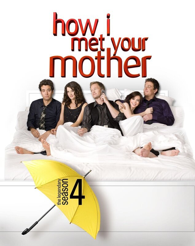 (4. Staffel) – Rückblick in die wilden Jahre von Ted (Josh Radnor, l.), Marshall (Jason Segel, r.), Barney (Neil Patrick Harris, M.), Lily (Alyson Hannigan, 2.v.r.) und Robin (Cobie Smulders, 2.v.l.) … – Bild: 20th Century Fox International Television Lizenzbild frei