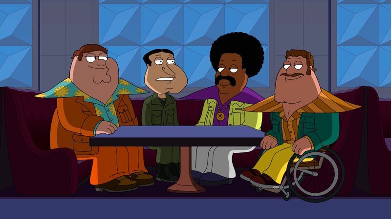 (v.l.n.r.) Peter Griffin; Glenn Quagmire; Cleveland Brown; Joe Swanson – Bild: Fox and its related entities