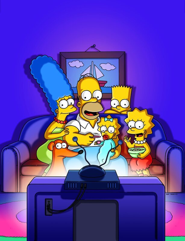(30. Staffel) – (v.l.n.r.) Marge; Homer; Maggie; Bart; Lisa (vorne) Knecht Ruprecht – Bild: Fox