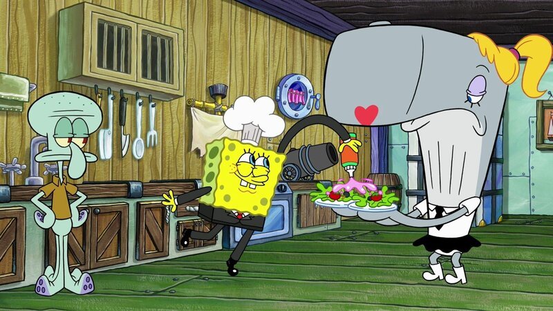 L-R: Squidward, SpongeBob, Pearl – Bild: Paramount