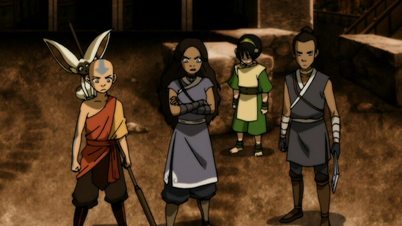 L-R: Momo, Aang, Katara, Toph, Sokka – Bild: Nicktoons
