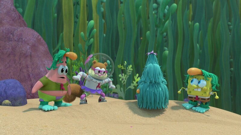 L-r: Patrick, Sandy, Seasquatch, SpongeBob – Bild: ViacomCBS