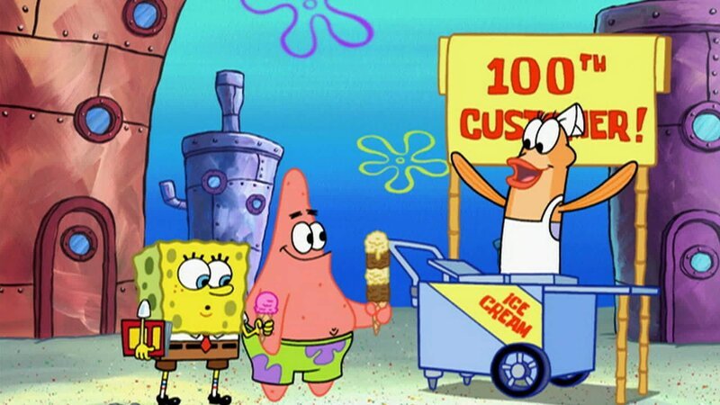 SpongeBob (l.), Patrick (m.) – Bild: ANNÉE Viacom International Inc. Tous droits réservés. Nickelodeon, Bob l’éponge et tous les autres titres, logos et personnages qui y sont associés sont des marques de commerce de Viacom International inc. Créé par Stephen Hillenburg.