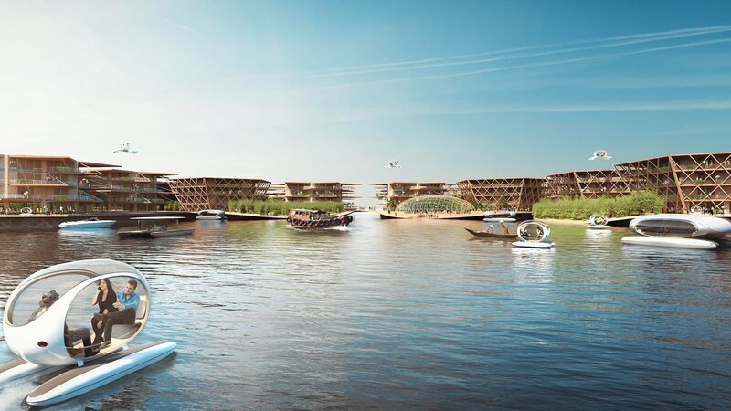 42 – Die Antwort auf fast alles Folge 2 So könnte das Leben in der Oceanix City eines Tages aussehen. – Bild: SRF/​NDR/​ARTE/​Bjarke Ingels Group
