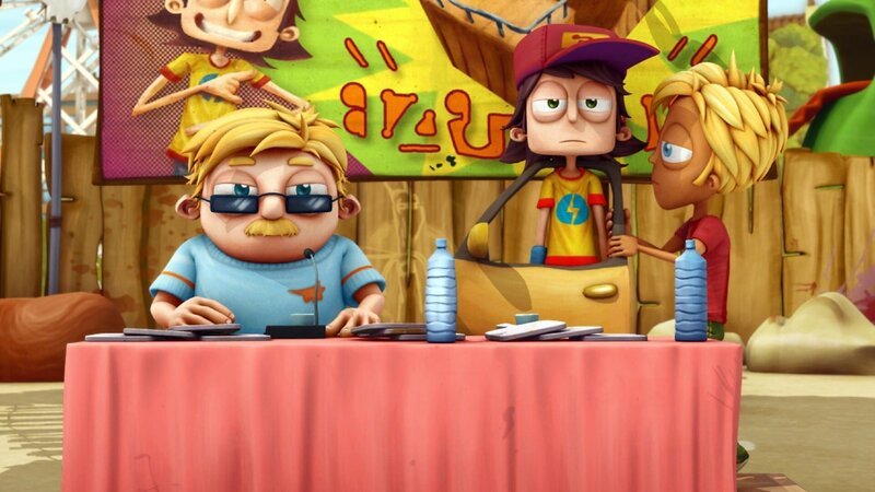 Sherwood hätte gute Chancen den bevorstehenden Skate-Wettbewerb zu gewinnen- allerdings nur wenn Angelo in der Jury sitzen darf. Dieser Platz in der Jury ist allerdings Star Ollie Van Dunk reserviert. Dessen Erscheinen muss Angelo nun verhindern. – Bild: SUPER RTL